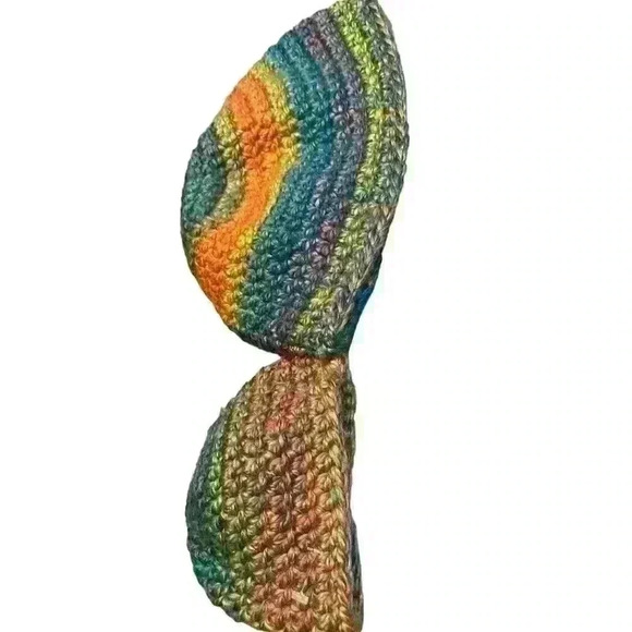 Mommy and Me Hat Set Multi Color Hand Crochet Knit Mother & Daughter - Picture 4 of 5